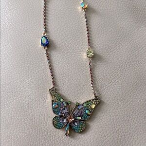 Betsey Johnson Elegant Butterfly Necklace with Multicolor Crystals